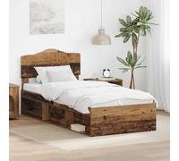 Cadre de Lit Simple 90x190 cm en Bois de Pin Massif, Style Moderne, Support Durable pour Matelas, Tête de Lit Incluse, Mobilier de Chambre Élégant