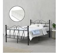 Cadre de Lit Simple Apolda en Métal Matelas 120x200 cm Noir Mat [en.casa][neu.haus]