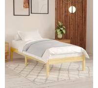 Cadre de Lit Simple en Bois de Pin Massif Non Traité, 90x200 cm, Sommier Plateforme Robuste, Lit Cama Moderne pour Chambre Adulte et Ado, Montage Facile