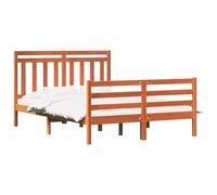 Cadre de Lit Simple en Bois de Pin Massif sans Matelas, Cadre de Lit Rustique en Bois avec Tête et Pied de, Sommier pour Chambre à Coucher (150 x 200 cm)