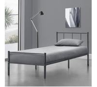 Cadre de Lit Simple Laos Métal 90 x 200 cm Gris Foncé Mat [en.casa]
