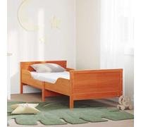 Cadre de Lit Simple Marron 80x200 cm en Pin Massif avec Matelas Mousse Intégré, Tête de Lit Moderne, Support Robuste pour Chambre Adulte