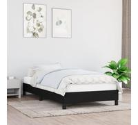 Cadre de Lit Simple Noir 100x200 cm en Tissu Durable, Sommier à Lattes Robuste pour Matelas Jumeau, Conception Moderne, Montage Facile, Stabilité Optimale