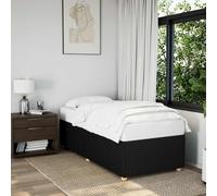 Cadre de lit Simple Noir vidaXL, Tissu, Sommier, Plateforme, Rembourré, Meuble de Chambre à Coucher, 90 x 190 cm (Matelas non inclus)