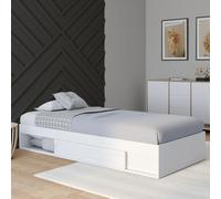 Cadre De Lit Simple Salem Avec Rangement Et Sommier 90 X 190 Cm Blanc Blanc