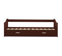 Cadre de lit simple - VIDAXL - CLOUD - lit gigogne escamotable - roulettes - marron foncé 90x200 cm