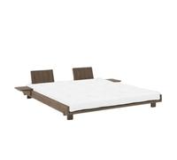 Cadre de Lit Social avec 2 Dossiers et Table de Chevet 180x200 Marron Caroube