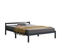 Cadre de Lit Double Nakkila Pin 140 x 200 cm Gris Foncé [en.casa]