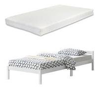 Cadre de Lit Solide Stylé à Sommier à Lattes Lit Simple Design en Pin et Bois Stratifié avec Matelas à Mousse à Froid Capacité de Charge 150 kg 120 x 200 cm Blanc [en.casa] [neu.haus] Blanc G