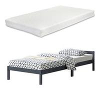 Cadre de Lit Solide Stylé à Sommier à Lattes Lit Simple Design en Pin et Bois Stratifié avec Matelas à Mousse à Froid Capacité de Charge 100 kg 90 x 200 cm Gris Foncé [en.casa] [neu.haus] Gris foncé G