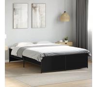 vidaXL Bedframe bewerkt hout en metaal zwart 90x190 cm845246 Noir G