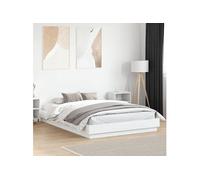 vidaXL Cadre de lit double moderne en bois avec sommier à lattes blanc 160x200 cm