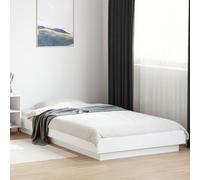 vidaXL Cadre de lit Sommier à lattes Lit palette Bois d'ingénierie 135x190 cm Blanc sans matelas