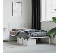 Vidaxl Cadre De Lit Métal Avec Tête De Lit/Pied De Lit Blanc 150x200cm Blanc