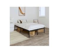 Cadre de Lit, Sommier à Lattes sur Pieds, Lit Double d'Intérieur Lit Adulte, Meuble de Chambre à Coucher Maison, Industriel, Métal Noir 135x190 cm
