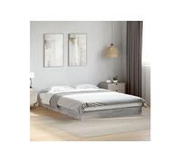 vidaXL Cadre de lit double moderne avec sommier à lattes gris Sonoma 140 x 200 cm