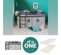 Lit mi-haut 90x200 cm Gris matelas