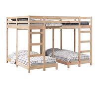 vidaXL Lit superposé triple 160 x 200 cm Marron en pin massif – Moderne, gain d'espace