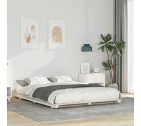 Cadre de Lit Surélevé Blanc 150x200 cm en Bois Massif de Pin, Design Moderne, Robuste pour Chambre Adulte, Support Matelas Double, Assemblage Facile