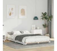 Cadre de lit surélevé en Bois Massif de pin Blanc 140 x 190 cm lit Plateforme Design Moderne Chambre Pratique Durable