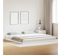 Cadre de Lit surélevé en Pin Massif Blanc 213,5x204x9 cm, Design Moderne Robuste, Supporte 200kg, Idéal pour Matelas Double, Assemblage Facile