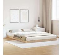 Cadre de Lit surélevé Naturel en Pin Massif, 223.5x164x9 cm, Design Moderne Minimaliste, Support Robuste pour Matelas, Assemblage Facile