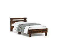 vidaXL Cadre de lit tête de lit et lumières LED chêne fumé 90x190 cm 838747