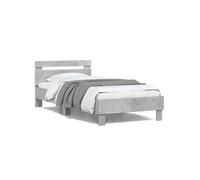 Cadre de Lit Tête de Lit et Lumières LED, Lit Simple avec Sommier à Lattes, Lit Adulte, Meuble de Chambre, Moderne, 838711