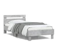 Cadre de Lit Tête de Lit et Lumières LED Simple Gris Béton 100x200 cm vidaXL
