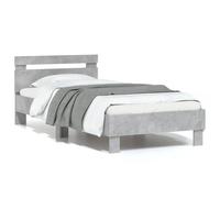 Cadre de Lit Tête de Lit et Lumières LED Simple Gris Béton 75x190 cm vidaXL