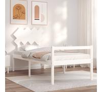 vidaXL Lit pour personne âgée et tête de lit 90x200 cm bois massif Blanc