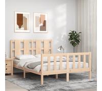 Cadre de Lit Tête de Lit Sommier à Lattes Petit Simple Bois Massif vidaXL