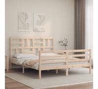 Vidaxl Cadre De Lit Avec Tête De Lit 140x200 Cm Bois Massif Marron