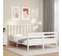Vidaxl Cadre De Lit Avec Tête De Lit Blanc 200x200 Cm Bois Massif Blanc