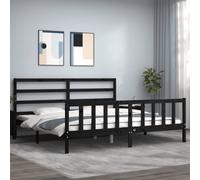 Vidaxl Cadre De Lit Avec Tête De Lit Noir 200x200 Cm Bois Massif Marron