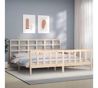 Vidaxl Cadre De Lit Avec Tête De Lit 90x190 Cm Bois Massif Marron