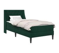 Cadre de lit Velours Vert avec Matelas Mousse et Sommier à Lattes 90x190 cm | Design rectangulaire intemporel, pieds noirs stylés, base à lattes incluse, velours résistant aux taches, entretien à