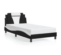 Cadre de lit « Viana », 100 x 200 cm, sans matelas, cuir synthétique moderne, noir et blanc, cadre stable pour un sommeil réparateur, montage facile