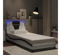 Cadre de lit Viana avec LED sans matelas Noir Blanc 90x200 cm vidaXL