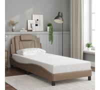 Vidaxl Cadre De Lit Avec Tête De Lit Cappuccino 100x200 Cm Similicuir