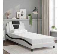 Vidaxl Cadre De Lit Avec Tête De Lit Blanc Et Noir 90x190cm Similicuir Multicolore