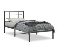 Cadre de lit - VIDAXL - 90x200 cm - Métal noir - Design classique - Tête de lit confortable