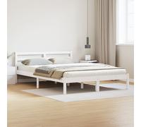 Cadre de Lit vidaXL avec Tête de Lit Blanc 140x220 cm en Bois Massif de Pin