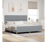 Cadre De Lit Vidaxl Gris Clair 200x200 Cm Tissu Gris