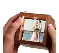 Cadre de livre à rabat en bois personnalisé, boîte photo animée à manivelle avec lumière, cadeau de fiançailles ou de mariage pour couple, mariée, marié, famille, amis