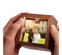 Cadre de livre à rabat personnalisé en bois avec éclairage LED, album d'animation à manivelle, cadeau de mariage pour couple, mariée, marié, demoiselle d'honneur, parents, famille