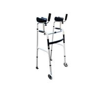 Cadre de Marche avec Appuis Brachiaux - Déambulateur Polyvalent 2 Roues - Aide à la Marche aux Personnes Âgées - Appui pour Patients Fragiles - Structure en Alu - Poids Max 125kg