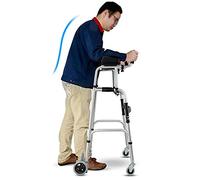 cadre de marche, Cadre de marche Aide à la for personnes âgées roulettes pliable avec coussin support d'accoudoir Entraîneur léger des membres inférieurs for handicapées