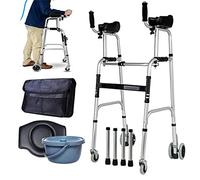 cadre de marche, Cadre de marche Type support bras à 4 roues Aide la for personnes âgées Entraînement des membres inférieurs pliable Hauteur réglable avec bassin lit Aspire pour