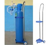 Cadre de montage for bouteille de gaz domestique en acier inoxydable avec roulettes et poignée(110cm/43.3 in)